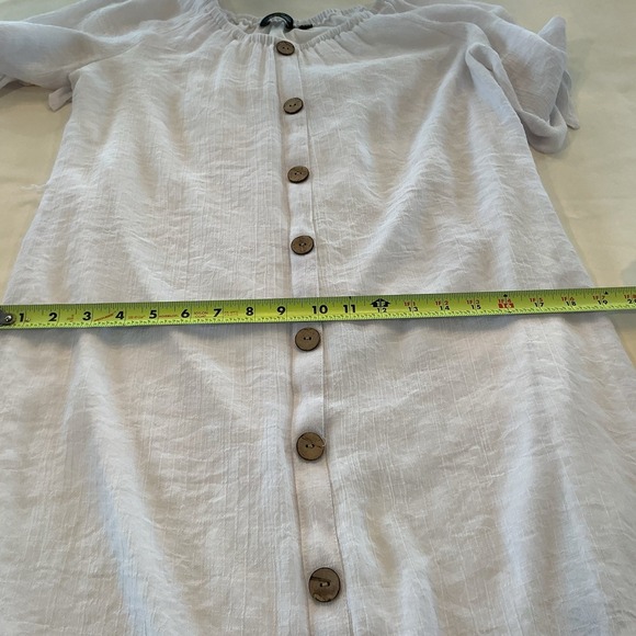 Mlle Gabrielle M 3/4 Sleeve Button Down Midi Dress Gauzy Beach Resort Spa Vacay - Picture 7 of 9